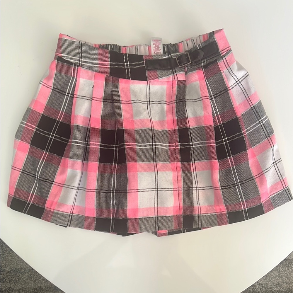 Justice Pink and Black Plaid Skort
